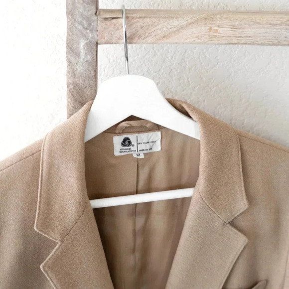 Vintage Sears Roebuck Blazer Sz 12 Wool Blend Camel Tan Brass Nautical Academia - Picture 2 of 10